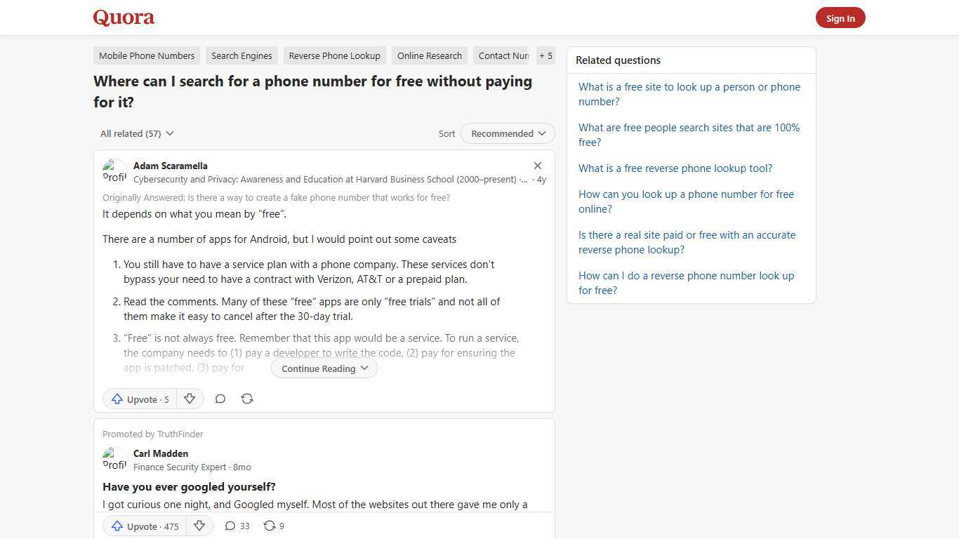 Where can I search for a phone number for free without paying for it? - Quora